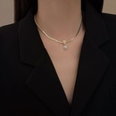 Simple Fashion Simple Inlay Pearl Pendant Alloy Necklacepicture3