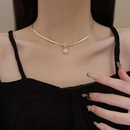 Simple Fashion Simple Inlay Pearl Pendant Alloy Necklacepicture5