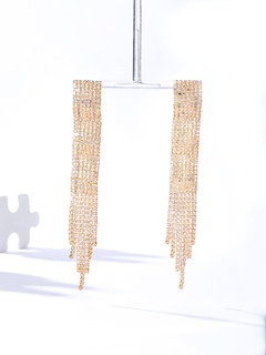New Fashion Copper Electroplated 18K Rhinestone Long Tassel Earrings