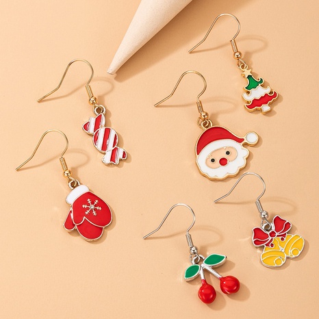 New Santa Claus Dripping Oil Asymmetric Christmas Tree Cartoon Earrings's discount tags