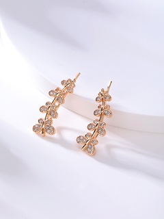 Fashion New Butterfly Plated 18K Gold Zircon Copper Earrings