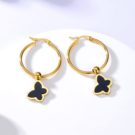 Fashion Simple Cute Butterfly-Shaped 18K Gold Stainless Steel Earrings's discount tags