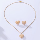 Mode Einfache berzogene 18k Perle Herz Form Gold Edelstahl Halskette Ohrringe Setpicture5
