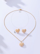 Mode Einfache berzogene 18k Perle Herz Form Gold Edelstahl Halskette Ohrringe Setpicture6