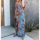 Womens Summer offNeck Tube Top Cinched Waist Split Long Dress Bohemian Dresspicture6