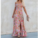 Womens Summer offNeck Tube Top Cinched Waist Split Long Dress Bohemian Dresspicture7