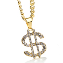 Mode Ornament Hip Hop Stil Strass Intarsien Dollar Anhänger Halskette