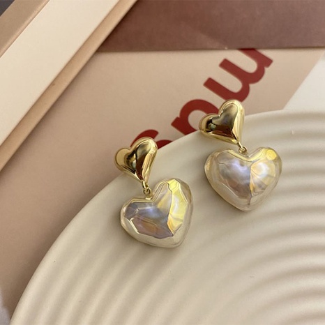 Mode Sirène Double En Forme de Coeur Perle Nouvelle Alliage Boucles D'oreilles's discount tags