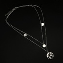 Fashion New Hollow out World Map Sequin Simple DoubleLayer Alloy Necklacepicture12