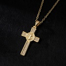Fashion Copper 18K Gold Plating Zircon Cross Pendant Necklacepicture10