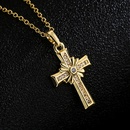 Fashion Copper 18K Gold Plating Zircon Cross Pendant Necklacepicture6