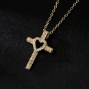 Fashion Copper 18K Gold HeartShaped Zircon Cross Pendant Necklacepicture7
