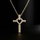 Fashion Copper 18K Gold HeartShaped Zircon Cross Pendant Necklacepicture6