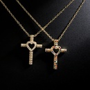 Fashion Copper 18K Gold HeartShaped Zircon Cross Pendant Necklacepicture10