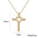 Fashion Copper 18K Gold HeartShaped Zircon Cross Pendant Necklacepicture9