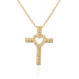 Fashion Copper 18K Gold HeartShaped Zircon Cross Pendant Necklacepicture11