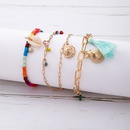 Fashion Color RiceShaped Beads Stringed Beads Shell ThreeLayer Ethnic Style Tassel Bracelet Setpicture6