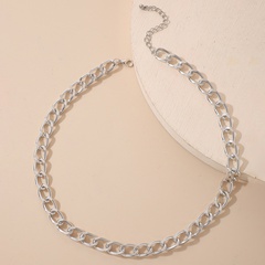 Fashion Simple Hip Hop Alloy Silver Chain  Geometric Metal Single Layer Necklace