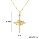 Fashion Jewelry Copper 18K Gold Zircon Double Heart Shaped Cross Pendant Necklacepicture9