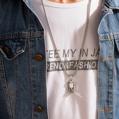 Fashion Men's and Women's Same Jewelry Robot Pendant Single-Layer Doll Hip Hop Alloy Necklace