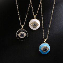Fashion Copper 18K Gold Clavicle Chain Zircon Oil Dripping Devil's Eye Necklace