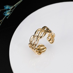 Fashion New Hollow Wave Pattern Stainless Steel Opening Adjustable Ring