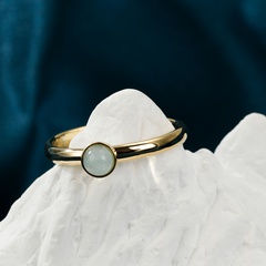 Nuevo anillo abierto de acero inoxidable de moda anillo ajustable de acero inoxidable PIEDRA Natural