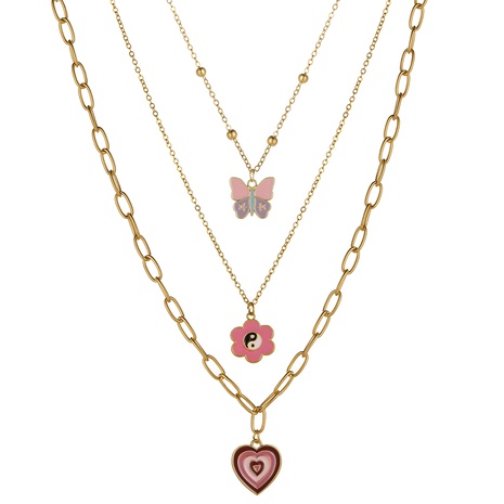 New creative Butterfly heart shape alloy three-piece Necklace Set's discount tags