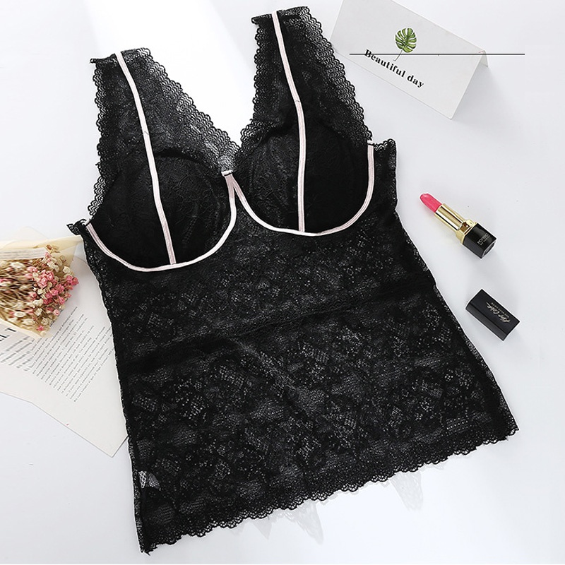 new style sexy Womens Lace Chest Pad Vest