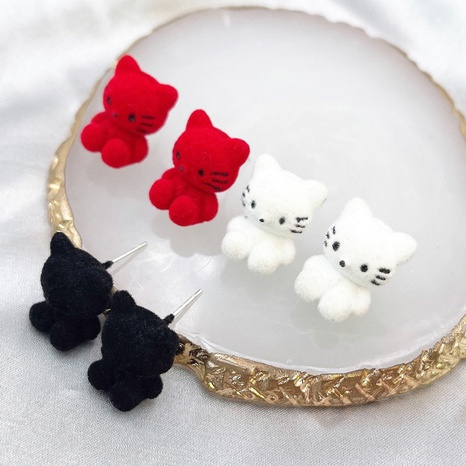 Fashion Flocking Autumn and Winter Cute Cat Plush Earrings Animal Cartoon's discount tags