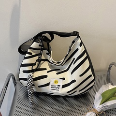Fashion Zebra Pattern Canvas Women's New Color Contrast Shoulder Bag
