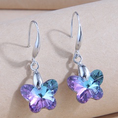 Fashion Simple Contrast Color Butterfly Geometric Crystal Alloy Earrings