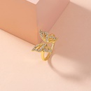 Goldene Offene Ende Einstellbare Micro Intarsien Zirkon Schmetterling kupfer Ring Ornamentpicture7