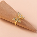 Goldene Offene Ende Einstellbare Micro Intarsien Zirkon Schmetterling kupfer Ring Ornamentpicture9