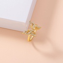 Goldene Offene Ende Einstellbare Micro Intarsien Zirkon Schmetterling kupfer Ring Ornamentpicture10