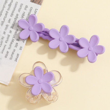 Moda púrpura acrílico flor Barrettes Cabeza trasera Updo tamaño pequeño tiburón Clip's discount tags