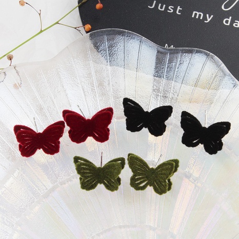 Simple New Flocking Three-Dimensional Hollow Small Butterfly Women's Alloy Earrings's discount tags
