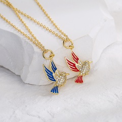 Fashion Copper Real Gold Micro Inlaid Zircon Bird Pendant Necklace