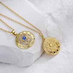 Fashion Copper 18K Gold Plating Zircon Oil Dripping Devil's Eye Pendant Necklace