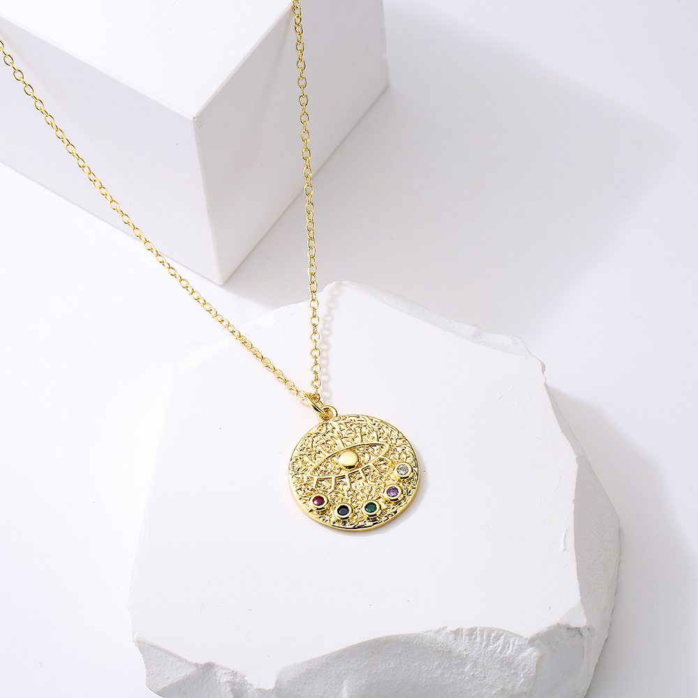 Fashion Copper 18K Gold Plating Zircon Oil Dripping Devils Eye Pendant Necklacepicture2