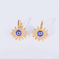 New Fashion Creative Simple Copper Plating 18K Gold Retro Inlaid Zircon Devil's eye Earrings