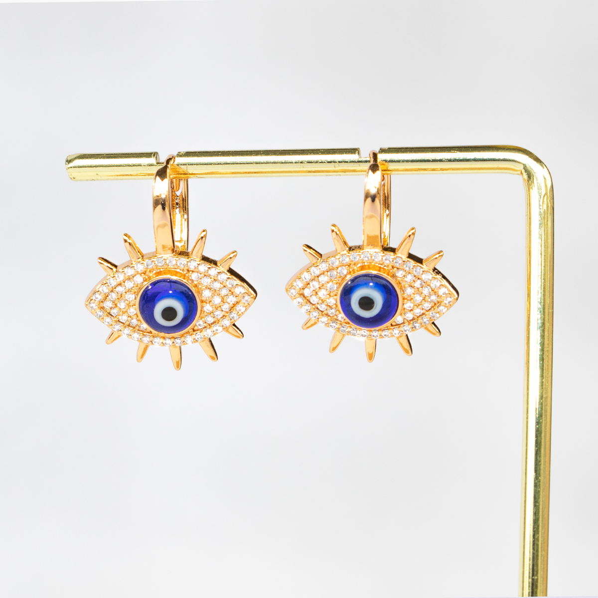 New Fashion Creative Simple Copper Plating 18K Gold Retro Inlaid Zircon Devils eye Earringspicture2