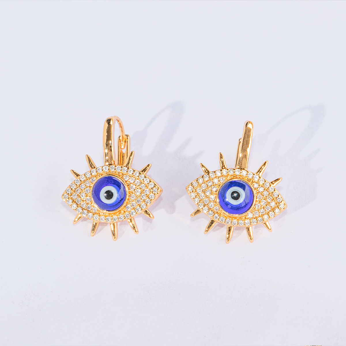 New Fashion Creative Simple Copper Plating 18K Gold Retro Inlaid Zircon Devils eye Earringspicture3
