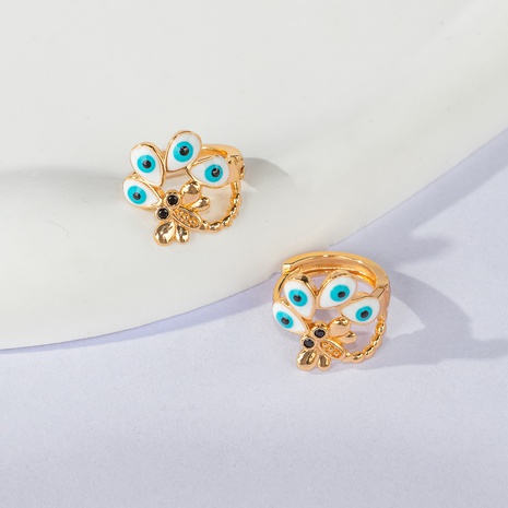 Aretes de libélula de ojo del diablo azul oro de 18 quilates de cobre creativo de nueva moda's discount tags