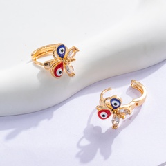 Fashion Creative Copper Electroplated 18K Gold Retro Devil's Eye Butterfly Earrings