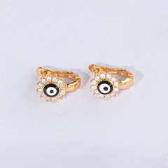 Fashion Simple Devil's eye Plating 18K Gold Retro Inlaid Zircon Copper Earrings