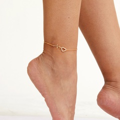 trendy golden adjustable Pendant Heart Shape inlaid zircon Copper Anklet