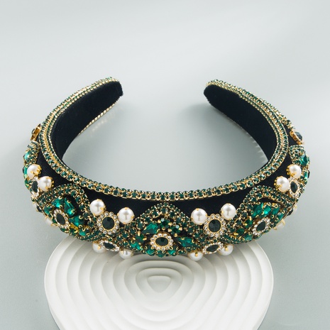 Nueva diadema de esponja Vintage de franela de perlas de diamantes de imitación a la moda's discount tags