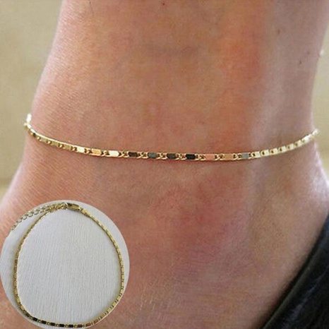 Fashion Ornament Simple Flat Gold Sliver Chain Anklet's discount tags