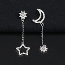 Fashion Ornament Inlay Rhinestone  Asymmetric Star and Moon Stud Earringpicture10